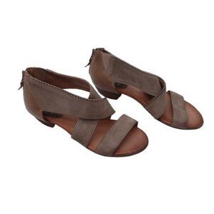 Miz Mooz Women's Candace Criss Cross Leather Strap Sandals Green Size 42 Wide